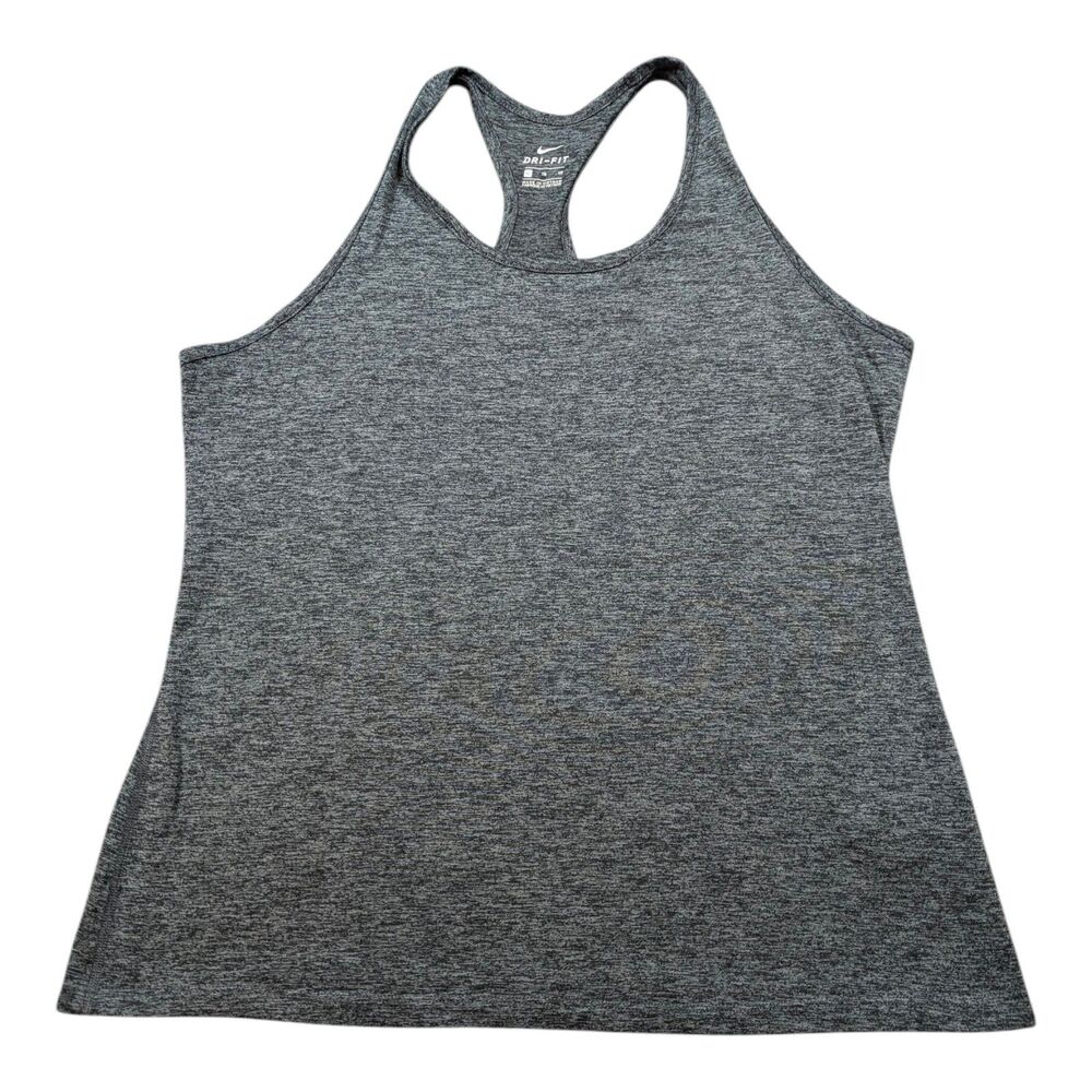 NIKE DRI-FIT Size XL Womens Gray Athletic Racer Back Tank Top Breathable